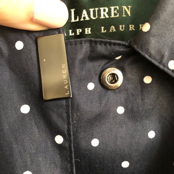 Lauren Ralph Lauren Navy Polka Dot Rain Coat - Picture 8 of 13